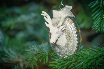 deer head christmas tree decoration closeup
