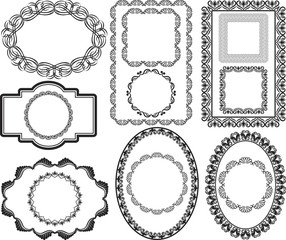 set of isolated antique frames