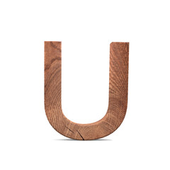 3D decorative wooden Alphabet, capital letter U