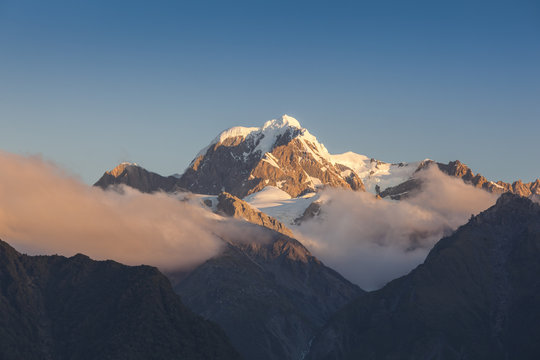 Mt. Tasman and Mt. Cook at dusk