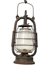 Lantern kerosene oil lamp, isolated on white background