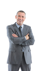 portrait of successful happy businessman in a gray business suit