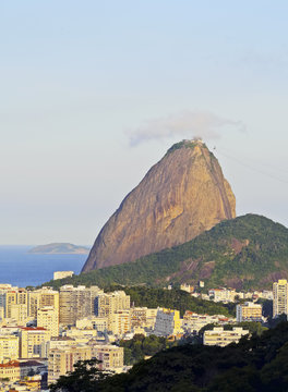Brazil, City of Rio de Janeiro, Pereira da Silva, View over Laranjeiras towards the Sugarloaf Mountain.