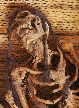 Bolivia, Potosi Departmant, Nor Lipez Province, Inca Mummy in a burial cave near Puerto Chuvica.
