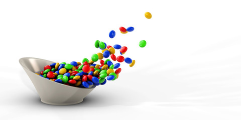 3d illustration of colorful fly candies on white background