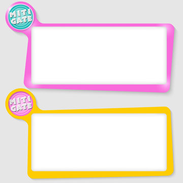 Set of two text boxes for your text and the words miti gate