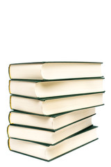 Stack of hardcover books isolated with copyspace