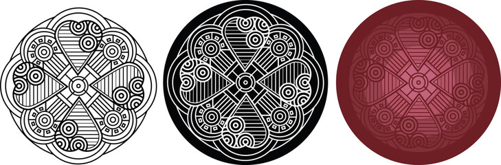 Outline romantic mandala with hearts for coloring book