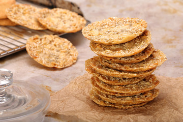 Fototapeta na wymiar Homemade shortbread cookies with sesame seeds