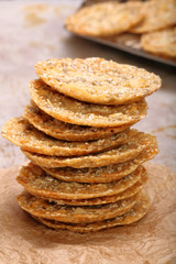 Homemade shortbread cookies with sesame seeds