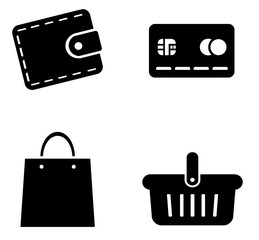 Obraz premium Achat et commerce en 4 icônes