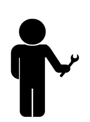 Homme tenant une clé de serrage