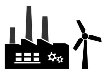 Usine et une éolienne