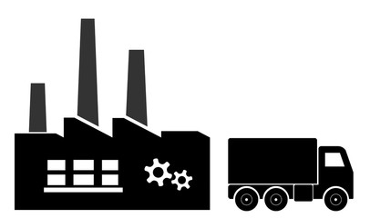 Obraz premium Usine et un camion de livraison