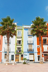 multi-colored homes of La Vila Joiosa, Costa Blanca Spain.
