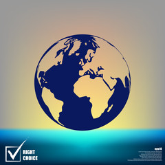 Flat paper cut style icon of globe
