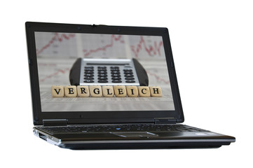 comparison on the screen of a isolated laptop