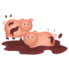 animal farm in the field vector illustration design