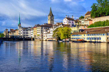 Fototapeta na wymiar Old town of Zurich with Clock Tower, Switzerland