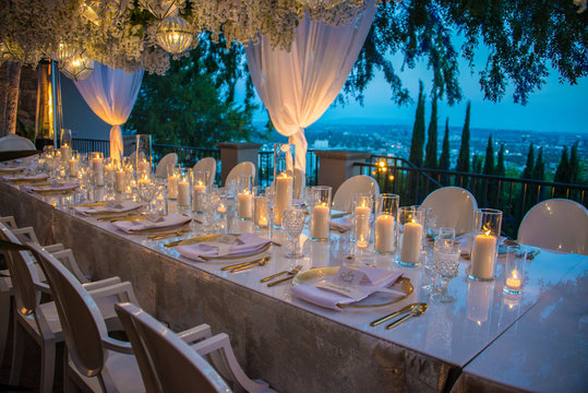 Hollywood Hills Wedding Reception Dinner Party