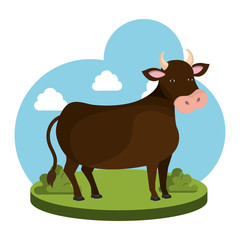 animal farm in the field vector illustration design