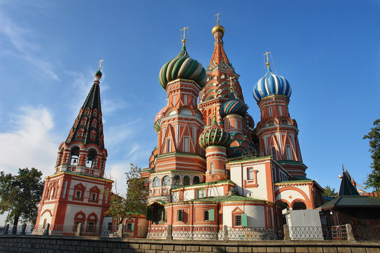 The Cathedral of Vasily the Blessed  in the Red Square in Moscow, Russia.
