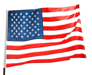 Obraz premium Ruffled American flag isolated on white