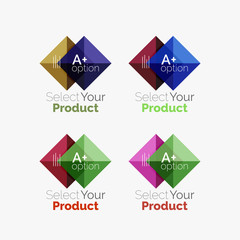 Set of abstract square interface menu navigation button