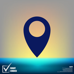 Flat paper cut style icon of map pointer