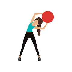 Girl doing exercise icon. Fitness gym sport and bodybuilding theme. Isolated design. Vector illustration