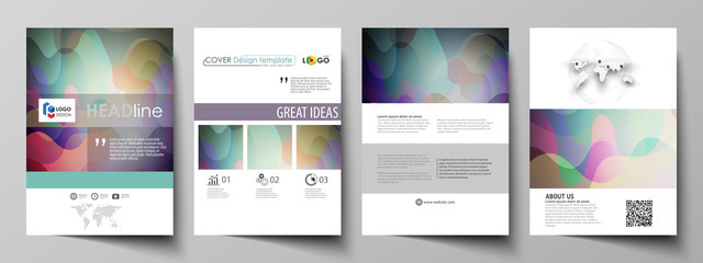 Business templates for brochure, magazine, flyer, booklet or annual report. Cover design template, flat vector layout in A4 size. Colorful pattern with overlapping shapes forming abstract background.