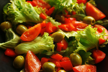 Tasty vegetable salad, closeup
