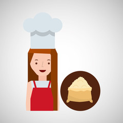 cooker girl flour sack vector illustration eps 10