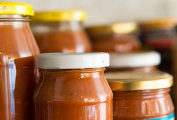 Preserves in jars in home basement