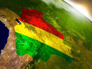 Bolivia with flag in rising sun