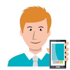 business person with smartphone vector illustration design