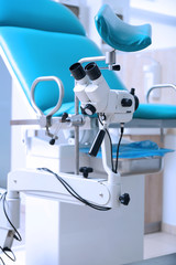 Gynecological room with chair and equipment
