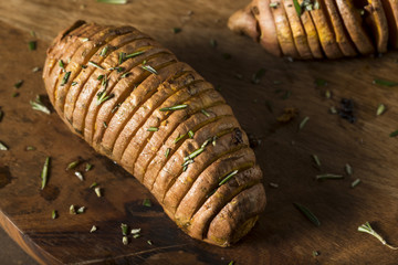 Homemade Organic Hasselback Sweet Potato