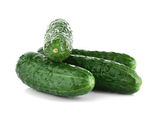 Fresh cucumbers isolated on white