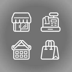 Shop / store, supermarket vector icons set. Flat.