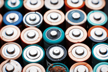 Energy abstract background of colorful batteries.