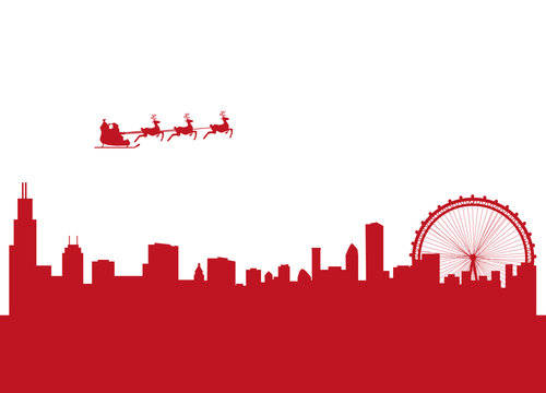 Santa Flying Over The City Of Charlotte