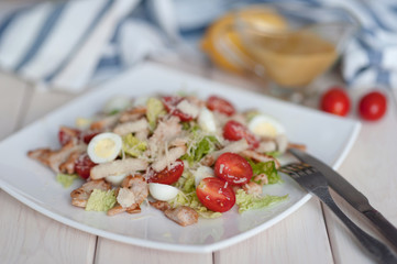 Fresh healthy Classic Caesar salad on plate
