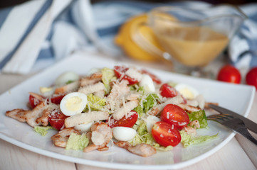 Fresh healthy Classic Caesar salad on plate