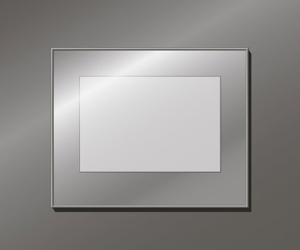 An empty aluminum frame on the wall, editable template, vector illustration