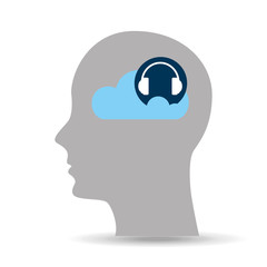head silhouette cloud headphone music vector illustration eps 10