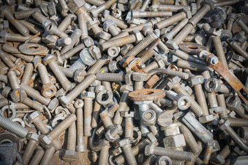 Different old bolts,screw and nuts