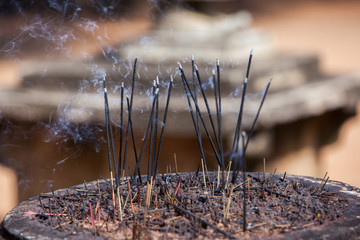 Incense offerings at Buddhist Temple Mihintale