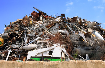 Heap of scrap metal at junk yard