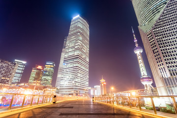 Fototapeta na wymiar shanghai cityscape on the pedestrian bridge at night